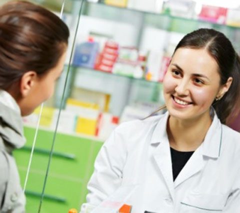 Pharmacist and Customer Talking